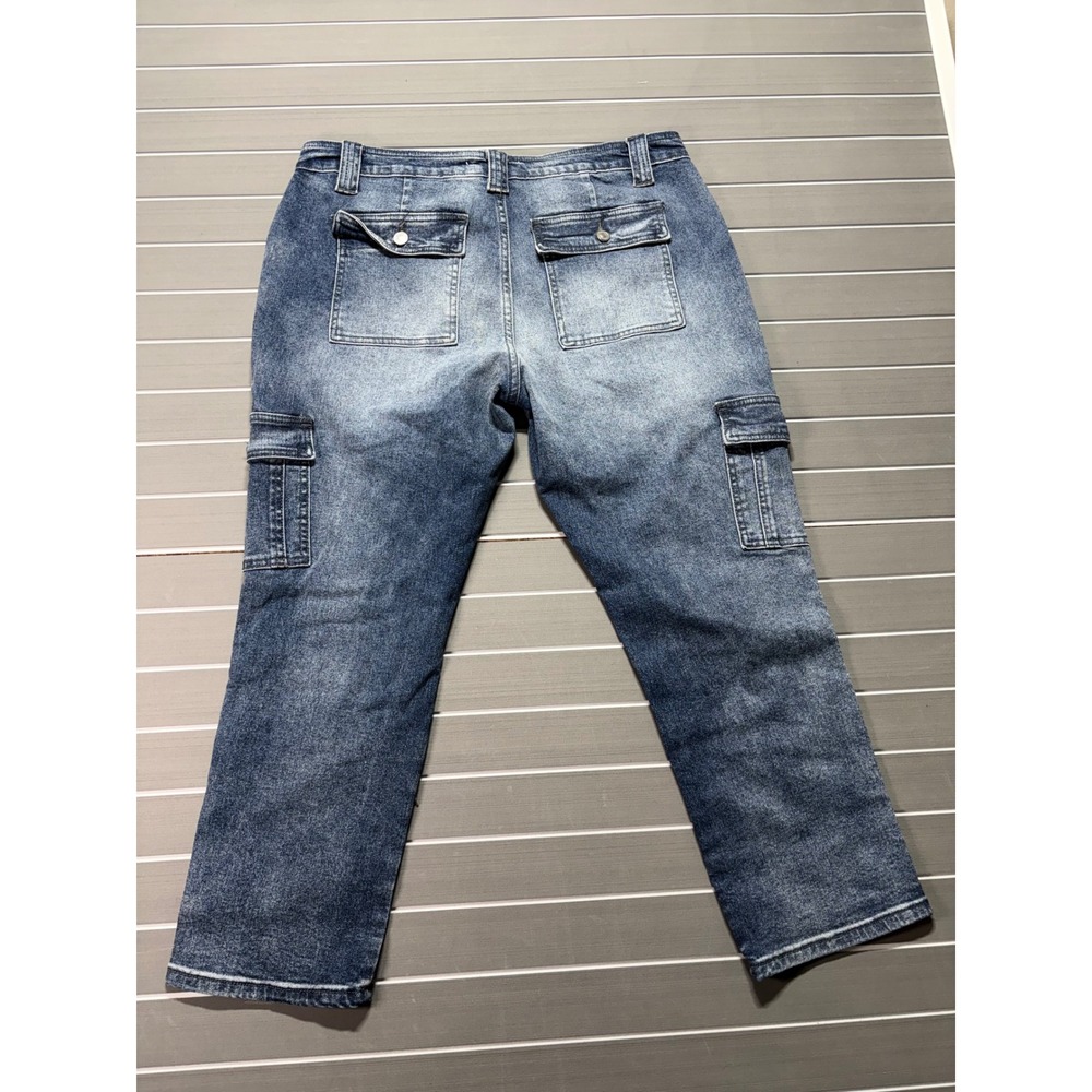 KanCan Women Blue Cargo Jeans Straight Leg High Rise Stretch Denim KC7843D 13/30 - Picture 8 of 13